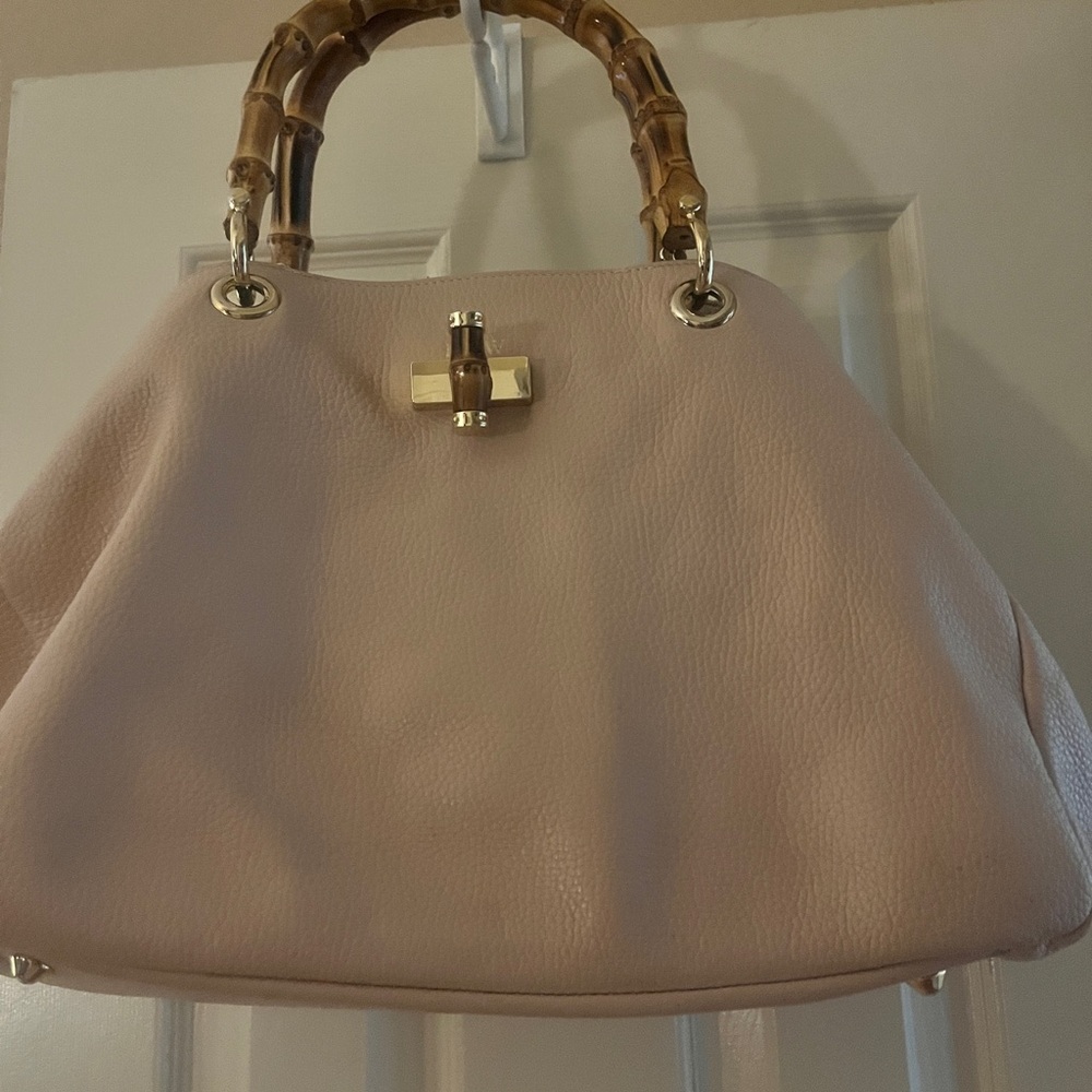 Mark & Graham Cream Satchel with Bamboo Handles - Picture 2 of 16